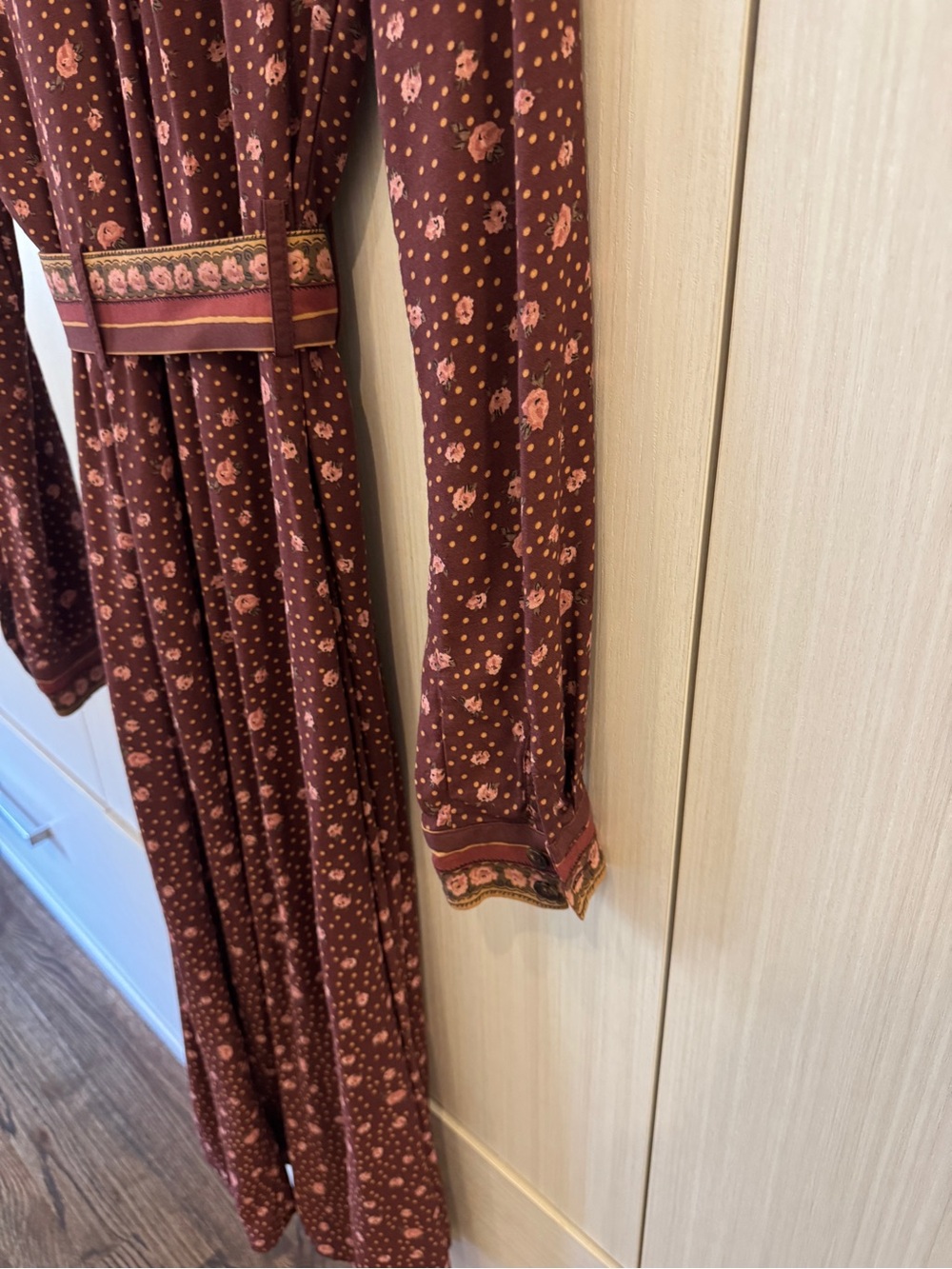 Sezane Long-Sleeve Button-Front Floral Shirt Dress with Belt - Picture 7 of 7